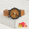 Moda kaki lienzo reloj de pulsera de estilo de madera de estilo Cestbella regalos especiales Watch